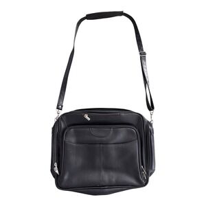 Jack & Chris Bag Messenger Black Faux Leather Travel Carry On Shoulder Office
